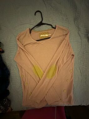 Blu Pepper Long Sleeve Top - Dusty Pink with Yellow Elbow Patches